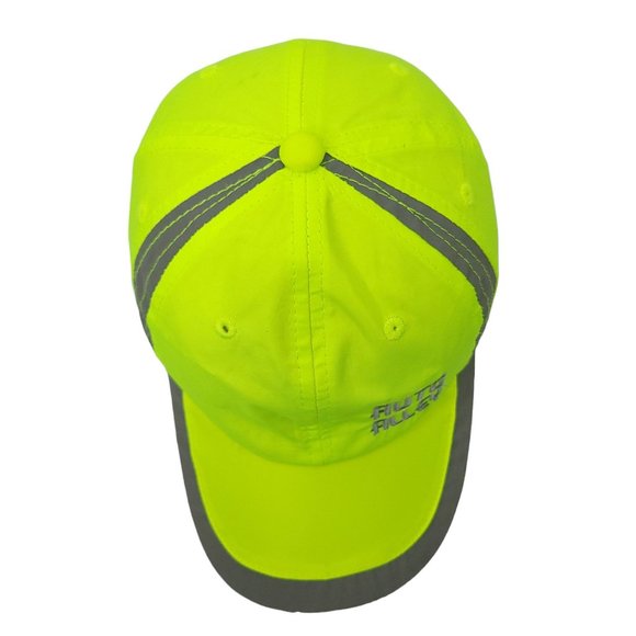 Auto Alley Neon Green Yellow Gray Trim Strapback Cap Trucker Reflective Hat - Picture 6 of 14